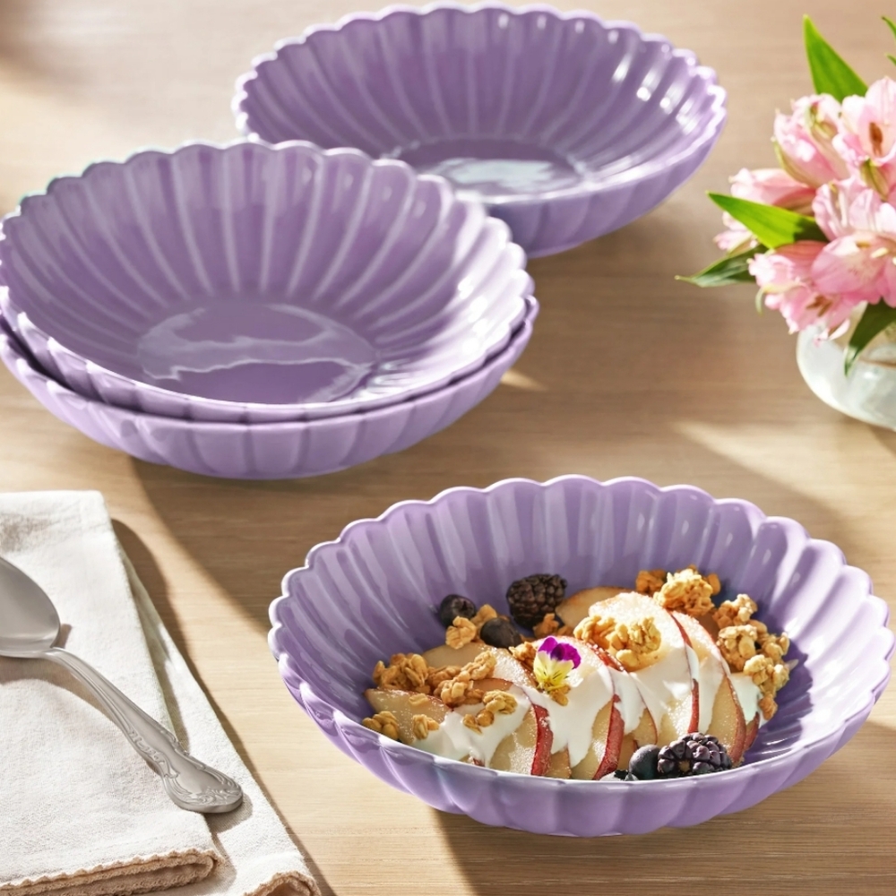 💜 The Pioneer Woman Colette Purple Scalloped Salad Bowl Set